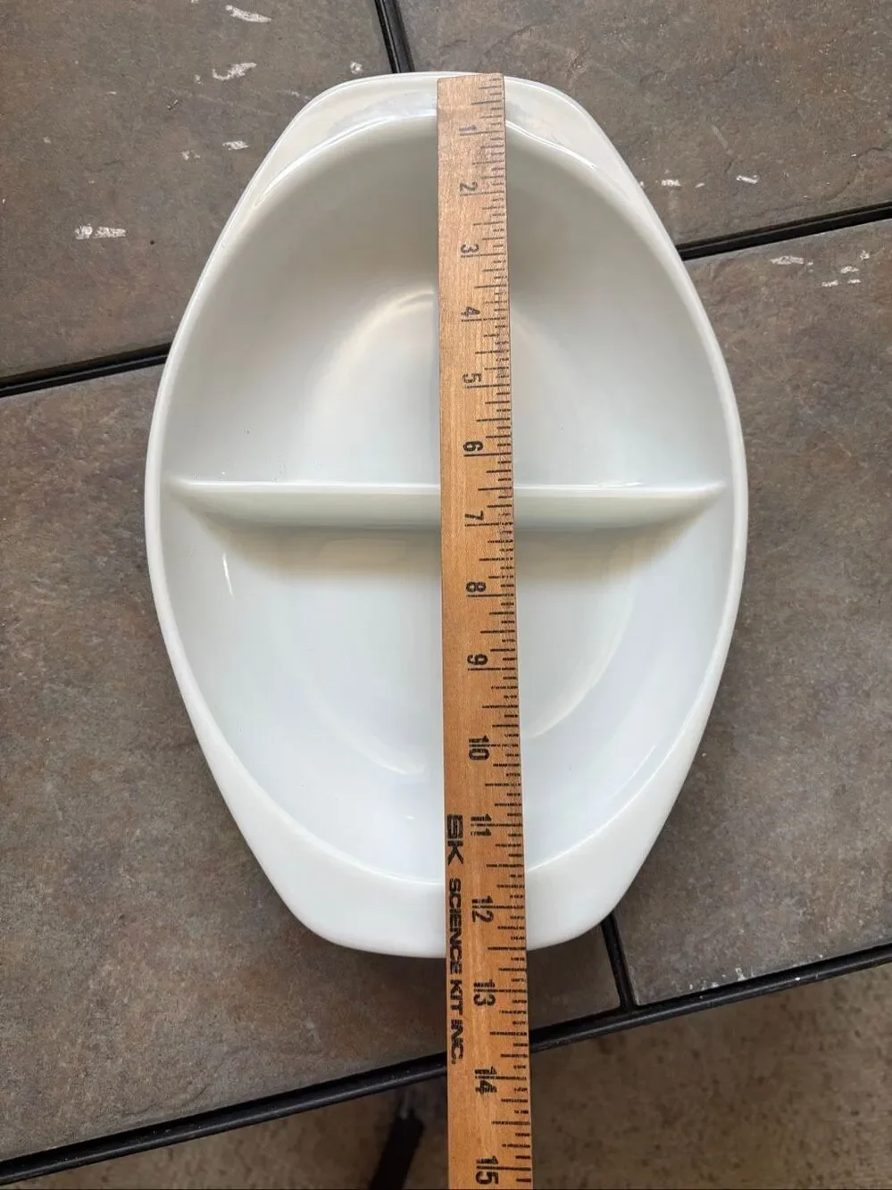 Pyrex 106 White Milk Glass Divided Oval Casserole Baking Dish 1½ Qt